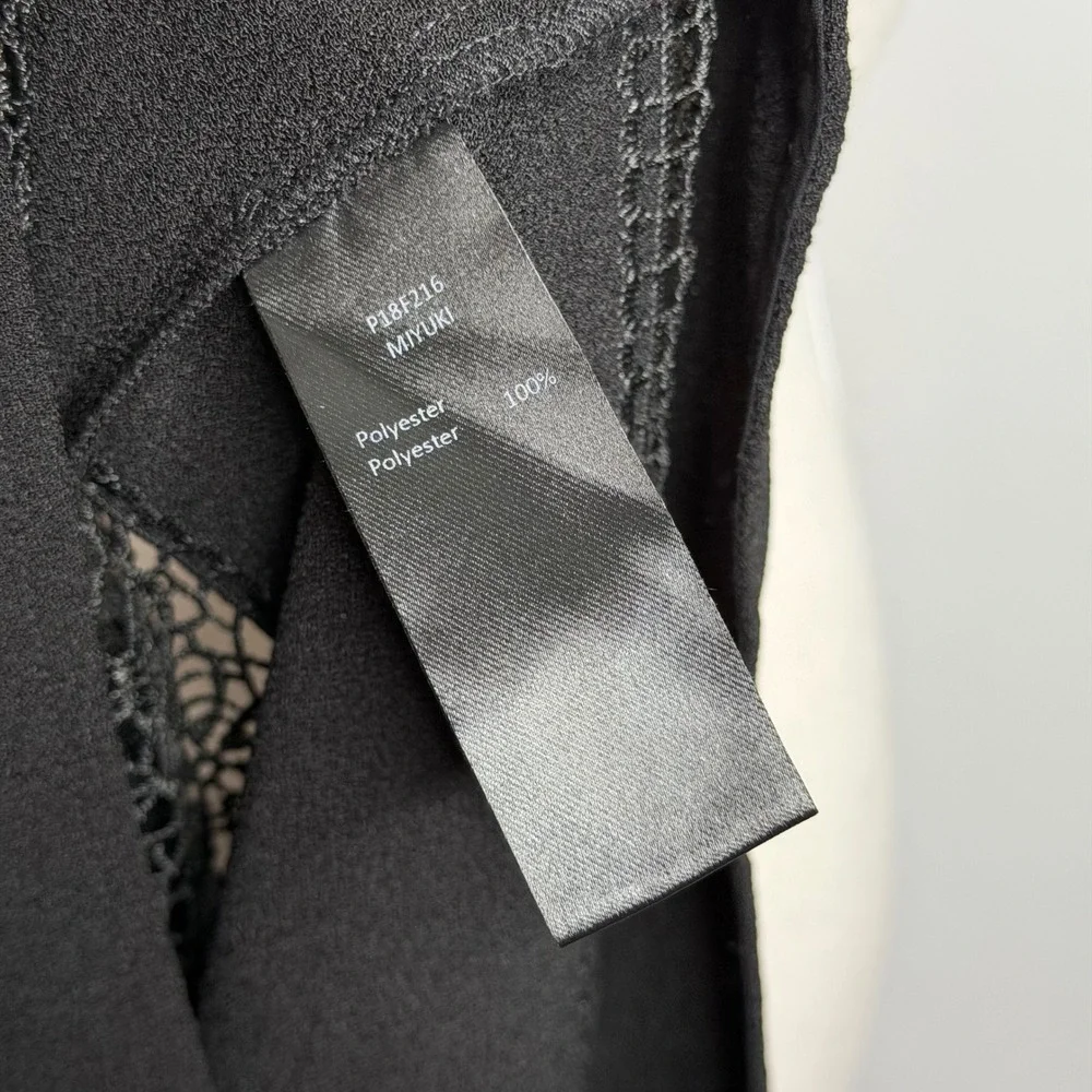 Anne Fontaine Miyuki Open Lace Stripe Blouse Black Floral Short Sleeve Womens 42 - Picture 8 of 9